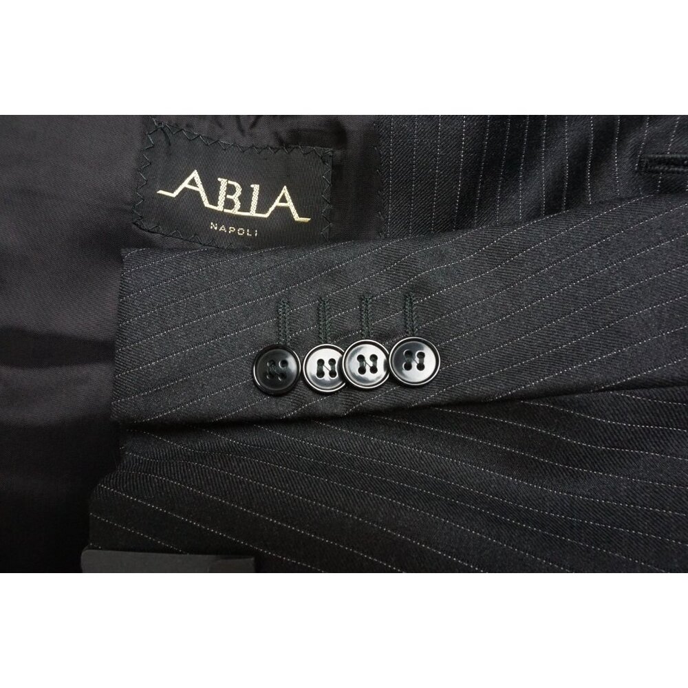 Abla x Attolini S120s Wool Charcoal Striped 2 Pc Suit Jacket Pants 44R BRAND NEW